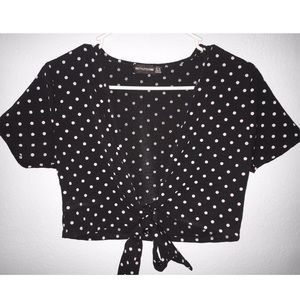 PLT Polka Dot Chiffon tie front blouse